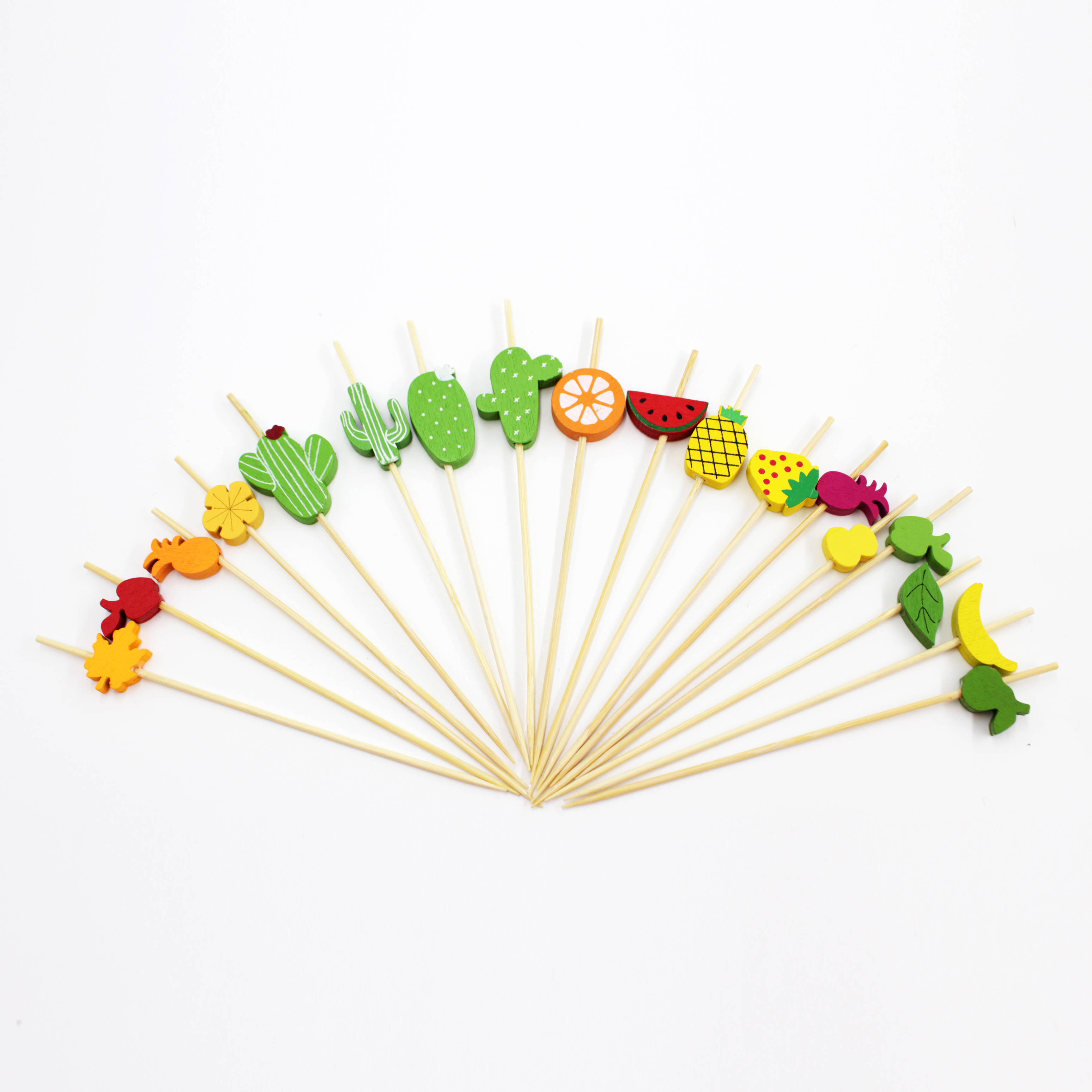 100PCS Handmade Cocktail Picks 100 Count Sticks bamboo Toothpicks Party Supplies Shiny fruit stick for parties - 副本 - 副本