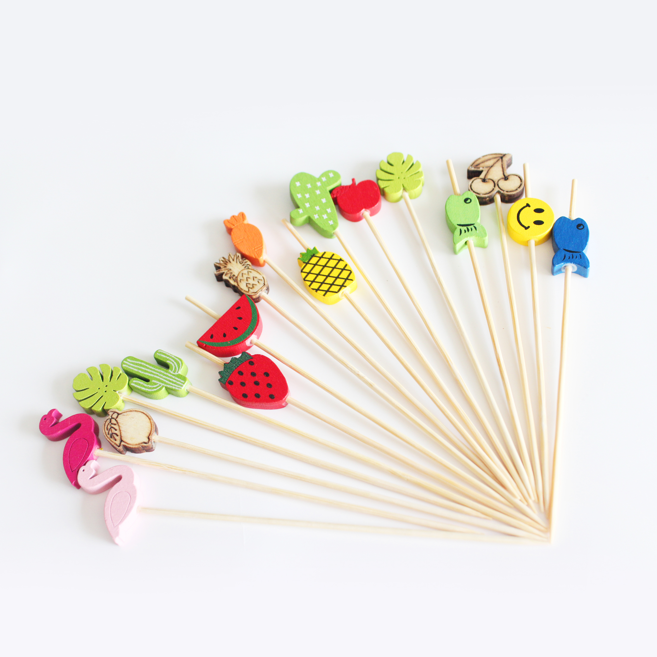 100PCS Handmade Cocktail Picks 100 Count Sticks bamboo Toothpicks Party Supplies Shiny fruit stick for parties - 副本